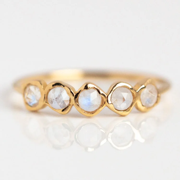 women’s diamond rings-Solid Gold Organic Moonstone Ring