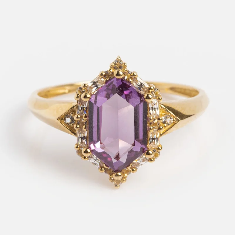 women’s cocktail rings-Solid Gold 2024 June Capsule Vintage Inspired Alexandrite Statement Ring