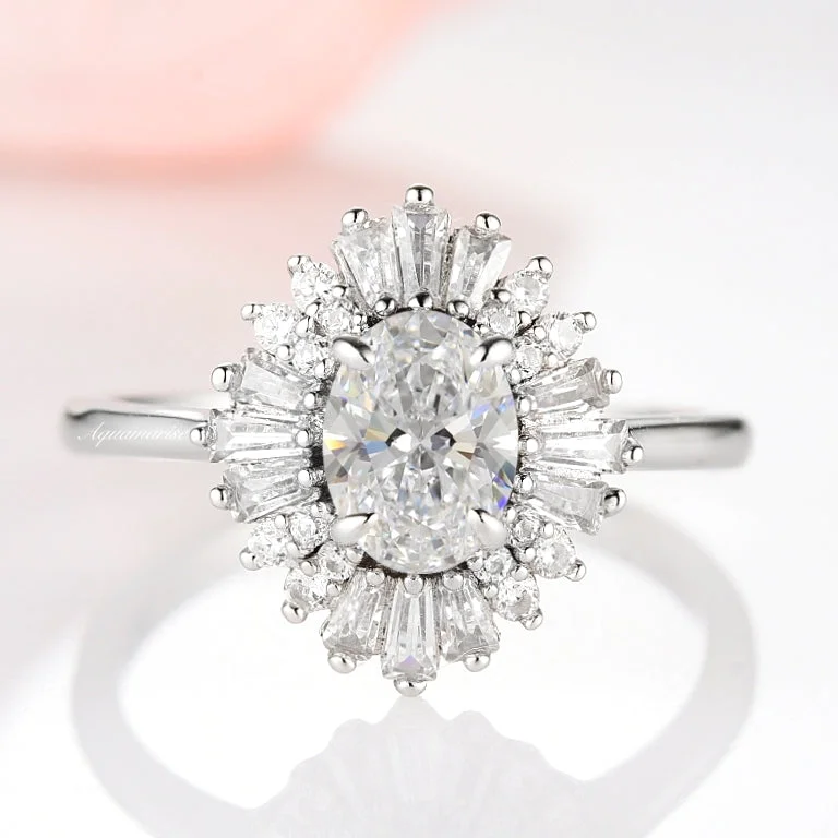 women’s antique engagement rings-Victoria Simulated Diamond Ring- Sterling Silver