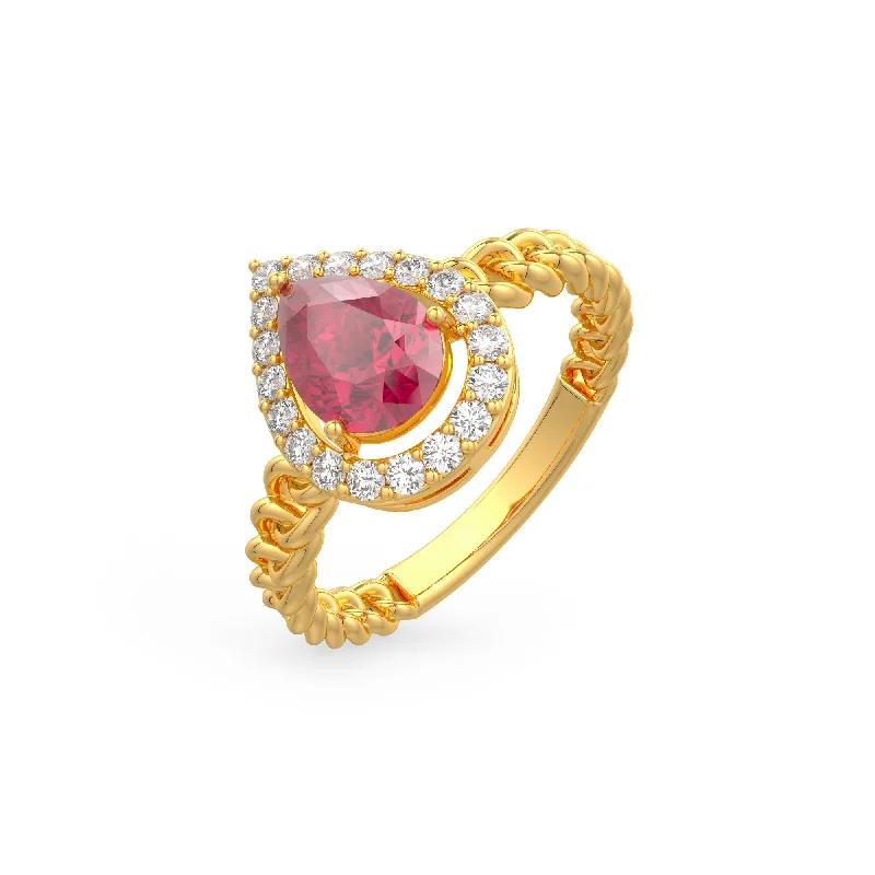 women’s oval gemstone rings-Ruby Teardrop Ring