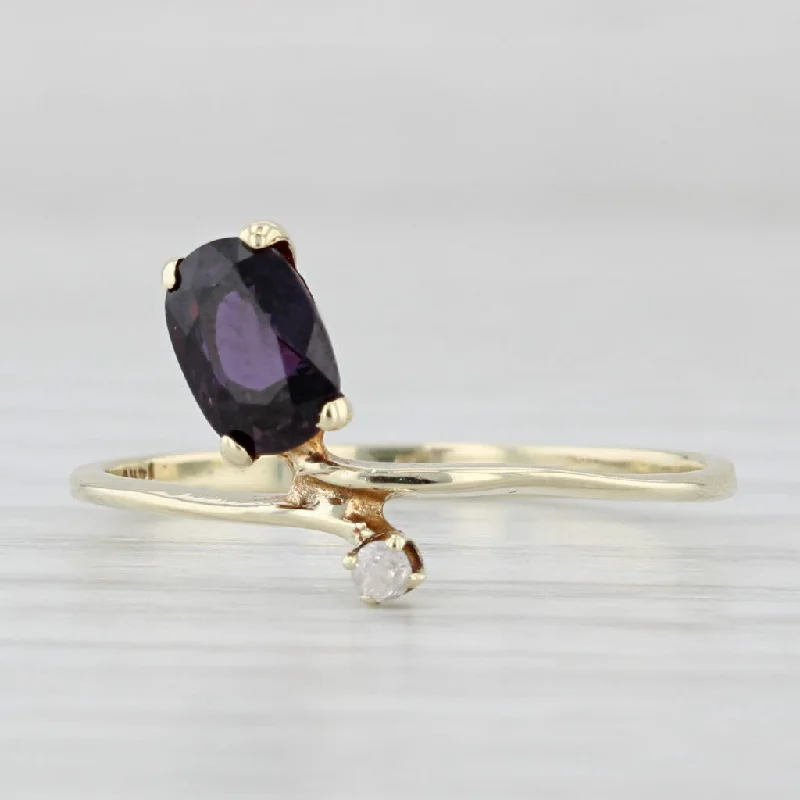 women’s engagement rings with a twist-Purple Fantasy Sapphire Diamond Ring 14k Yellow Gold Size 6.5 Bypass