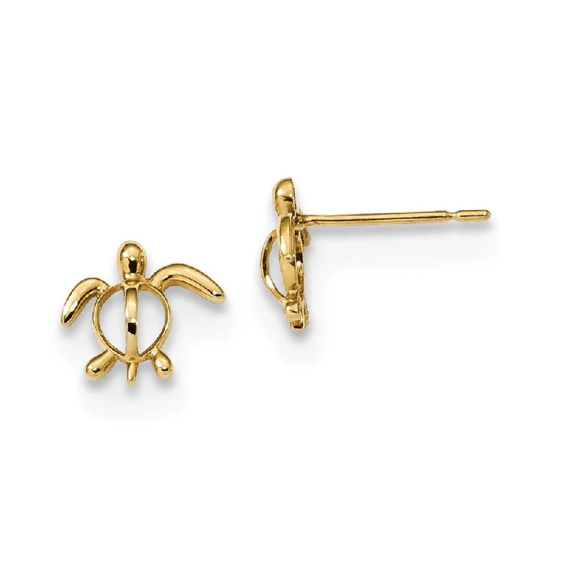 women’s hoop earrings for women-Madi K Kid's 14k   Sea Turtle Post Earrings