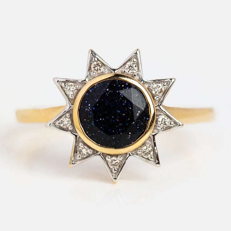 women’s colorful gemstone rings-Solid Gold Starburst Ring for Inspiration