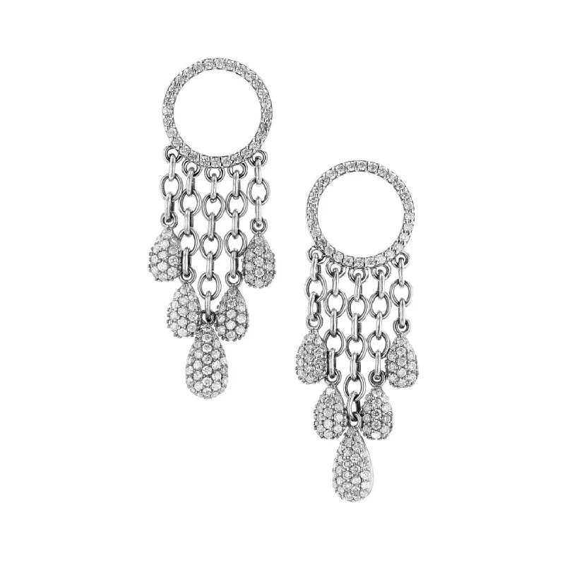 women’s elegant diamond earrings-Diamond Dreamcatcher Fringe Earrings E000534