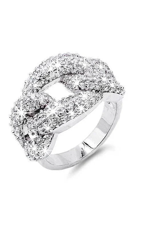 women’s stacking rings-Kelys Rhodium Plated CZ Ring - Silver