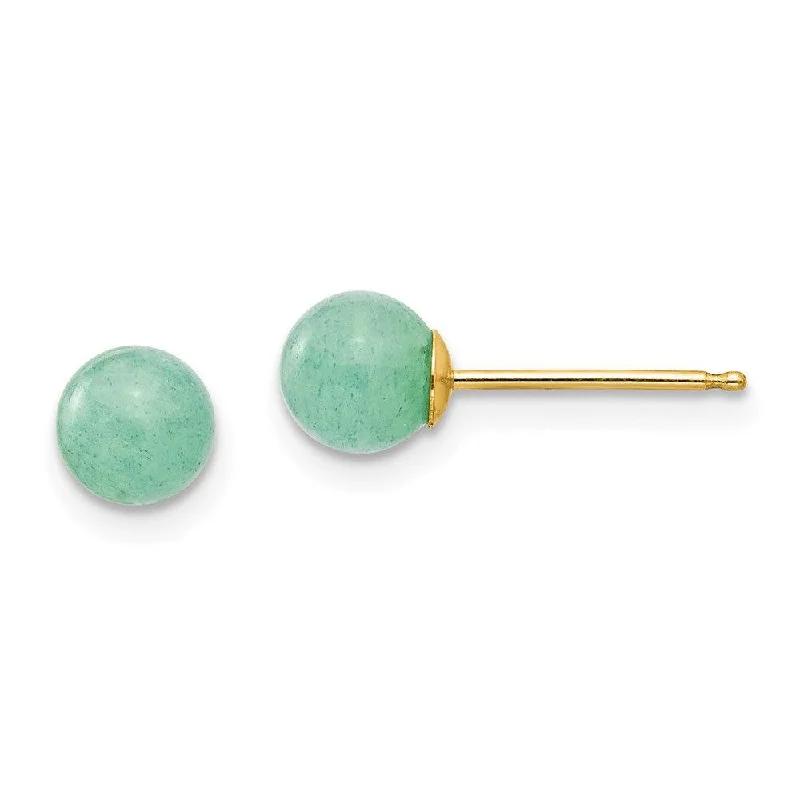 women’s gold hoop earrings-Madi K Kid's 14k  5mm Green Natural Stone Post Earrings