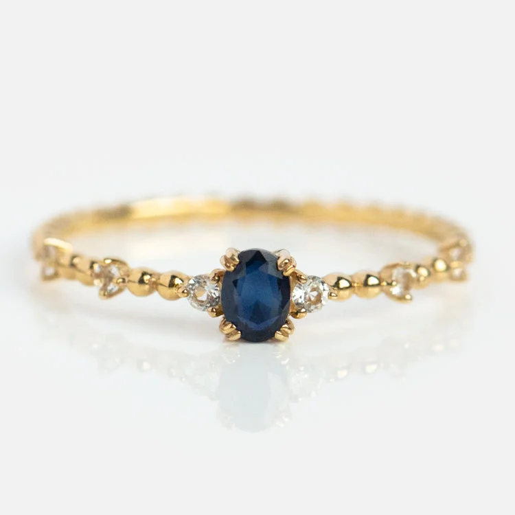 women’s classic engagement rings-Solid Gold Something Blue Sapphire Ring