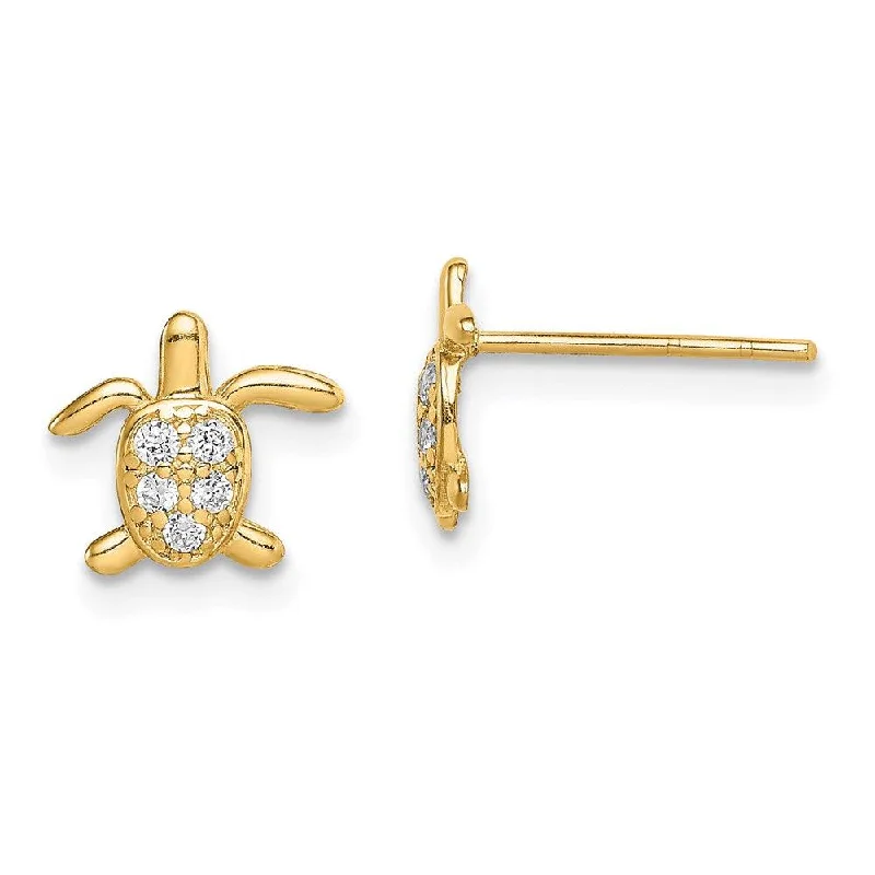 women’s gemstone stud earrings-Madi K Kid's 14k  CZ Turtle Post Earrings