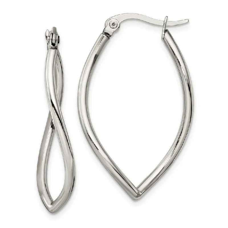 women’s teardrop earrings-Stainless Steel Polished Wavy Hoop Earrings