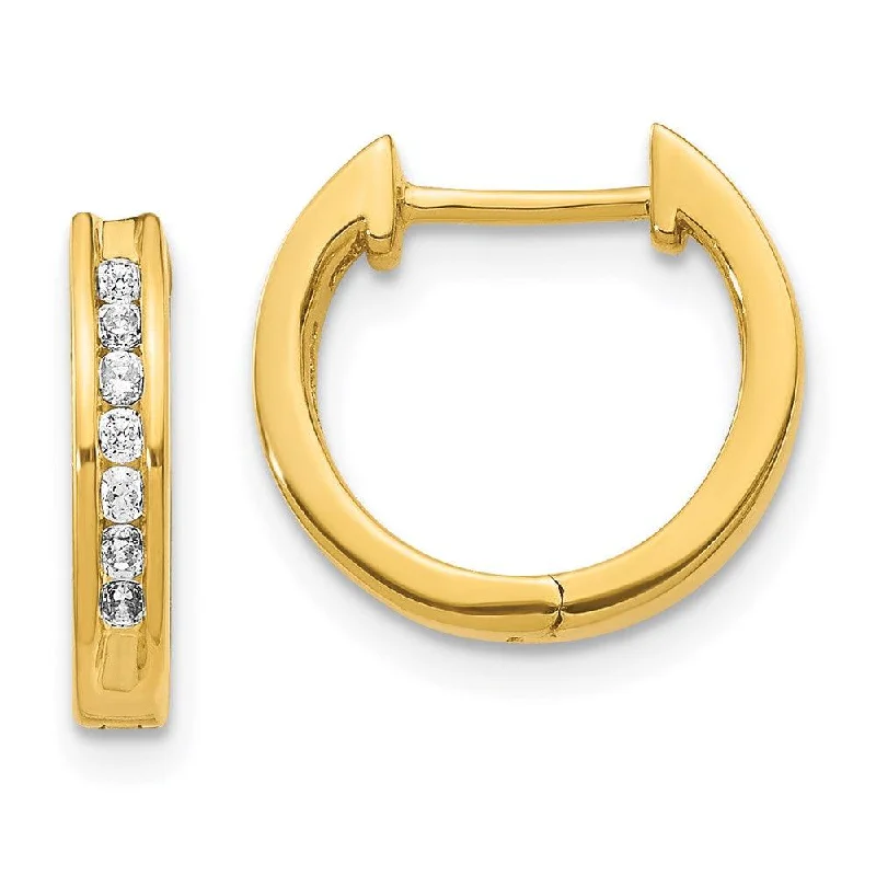 women’s boho earrings-14k Diamond Hinged Hoop Earrings