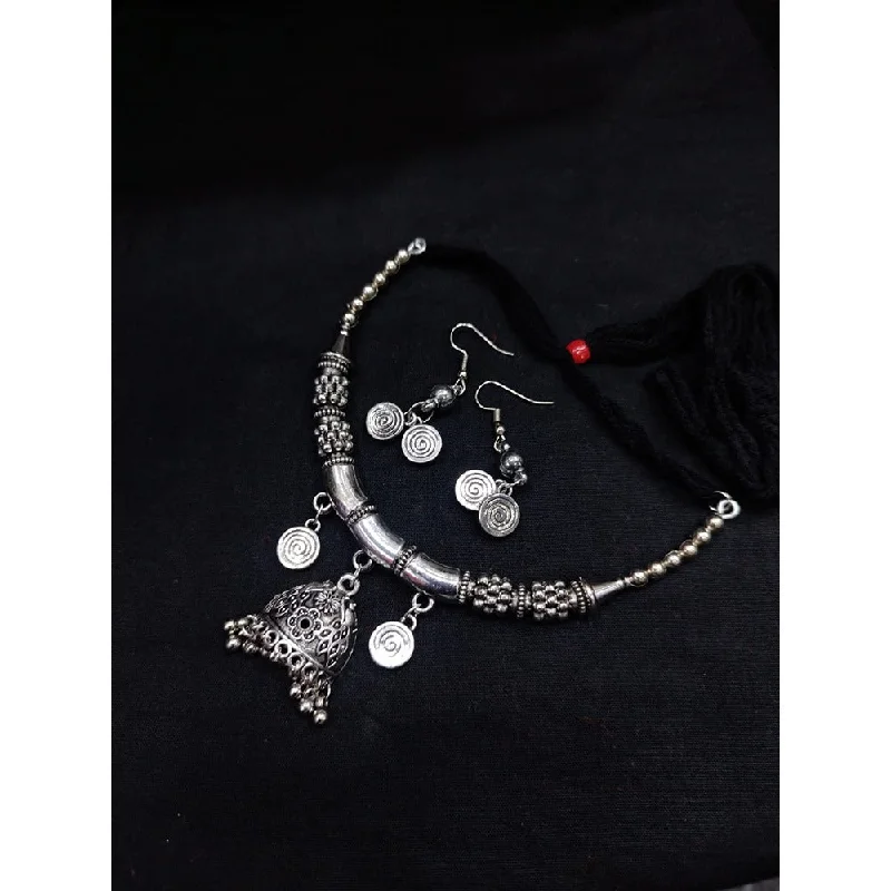 women’s classic necklaces-Akruti Collection Oxidised  Plated Necklace Set