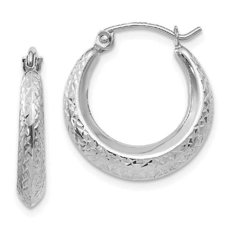 women’s crystal chandelier earrings-Madi K Kid's 14K White Gold  Textured Hollow Hoop Earrings