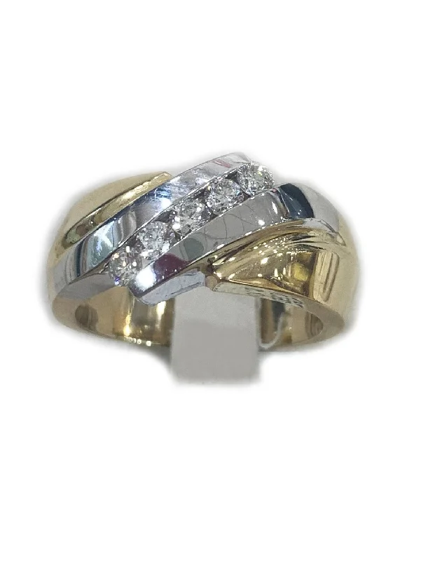 women’s white sapphire engagement rings-14k 2 Tone Mens Diamond Ring