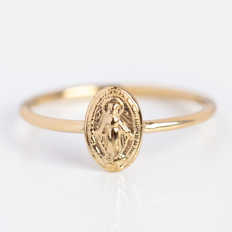 women’s unique rings-Tiny Miraculous Medal Ring