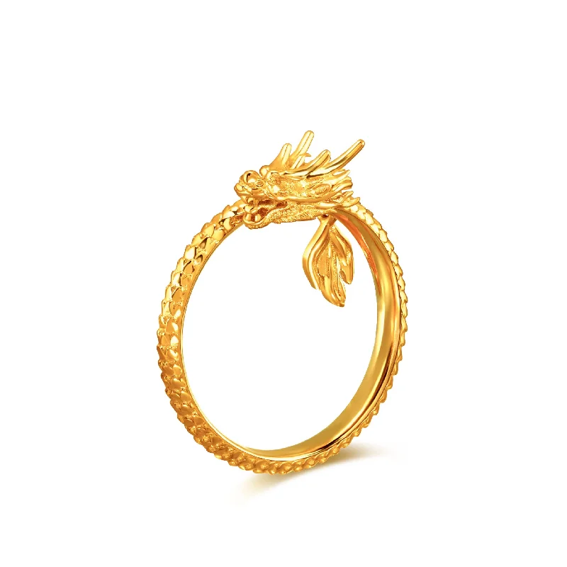 women’s oval diamond rings-916 Gold Dragon Embrace Ring