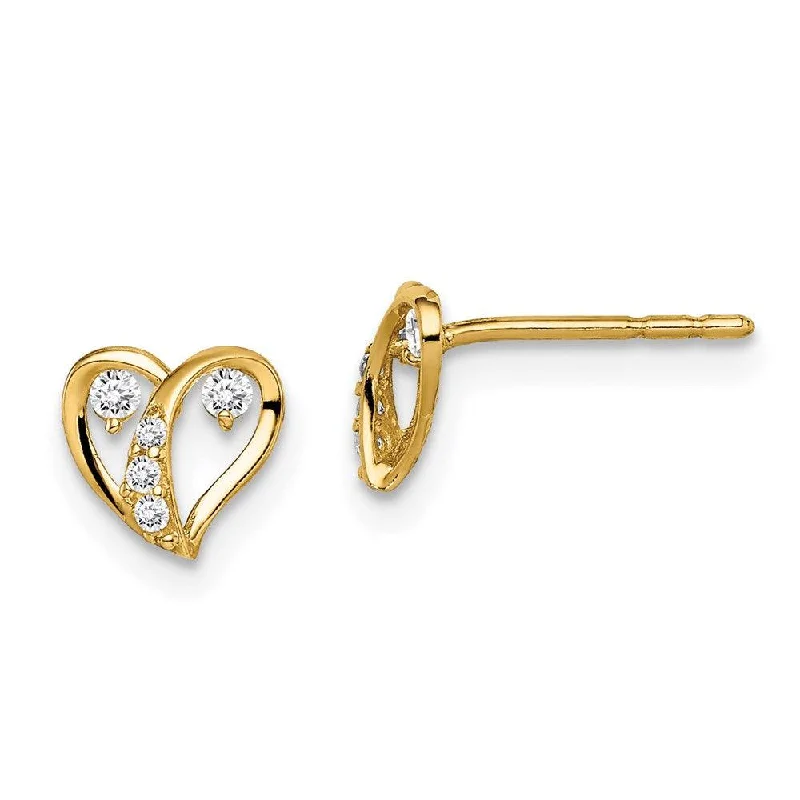 women’s vintage drop earrings-Madi K Kid's 14k  CZ Accent Open Heart Post Earrings