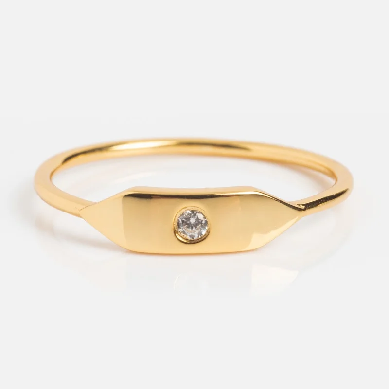 women’s heart rings-Stacking Signet Ring with Stone