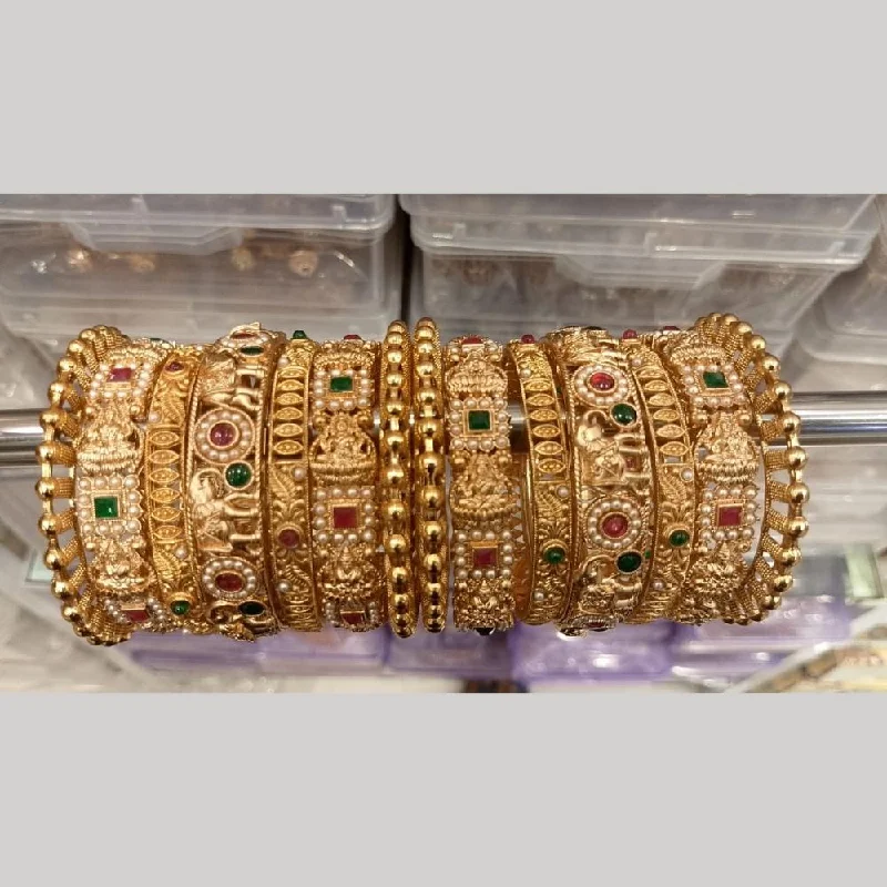 women’s luxury tennis bracelets-Pooja Bangles Pota Stone & Pearls  Bangles