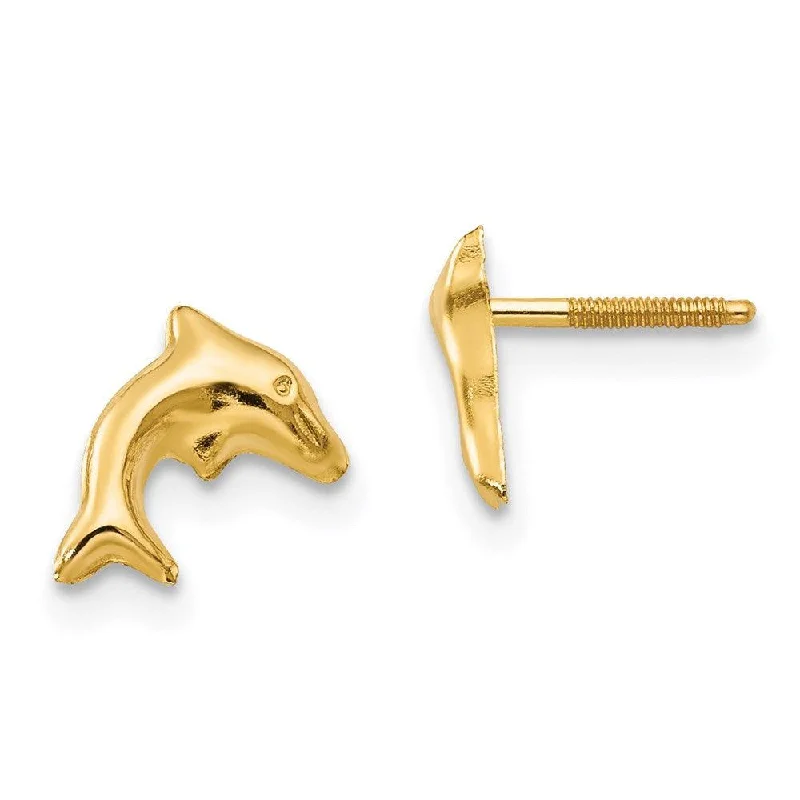 women’s diamond earrings-Madi K Kid's 14k  Sm. Dolphin Earrings