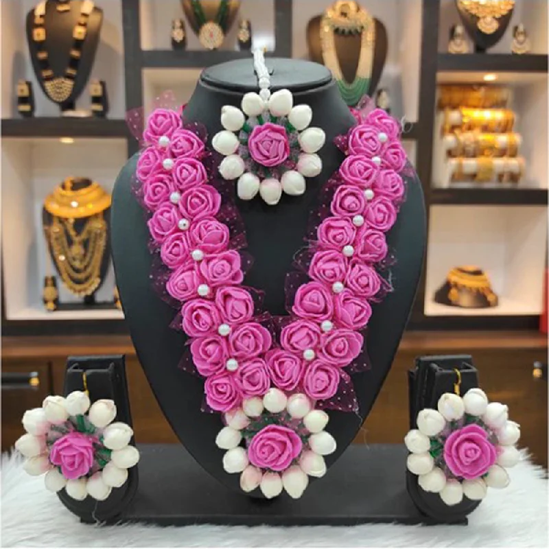 women’s pearl choker necklaces-Darshana Jewels Floral Necklace Set