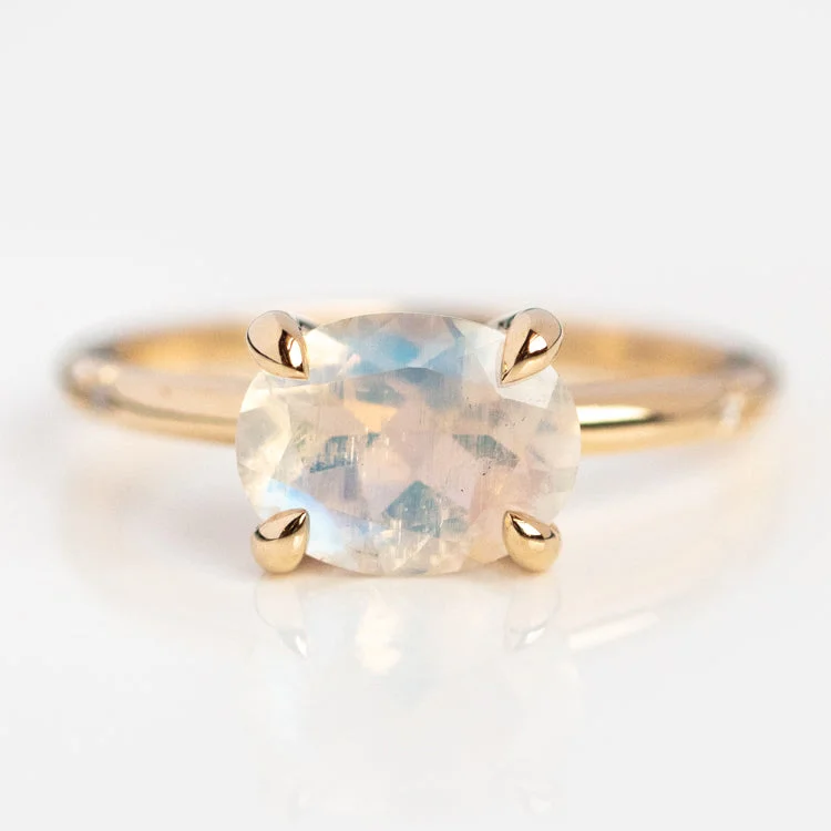 women’s simple rings-14K Stella Moonstone and Diamond Hidden Star Ring