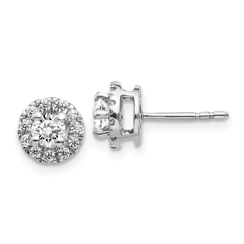 women’s gemstone earrings-14k White Gold Diamond Cluster Post Earrings