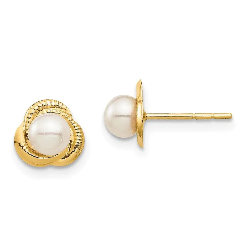 women’s rose gold earrings-Madi K Kid's 14K  4-5mm White Button Freshwater Cultured Pearl Post Earrings