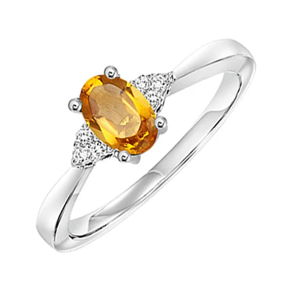 women’s vintage sapphire engagement rings-10K White Gold Citrine Diamond Ring