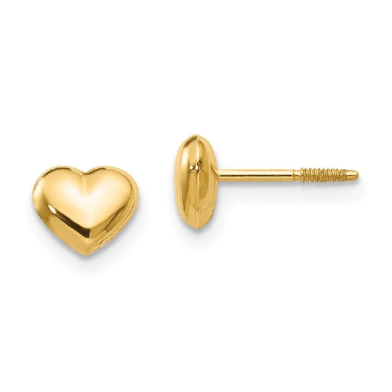 women’s birthstone stud earrings-Madi K Kid's 14k  Sm. Puffed Heart Earrings