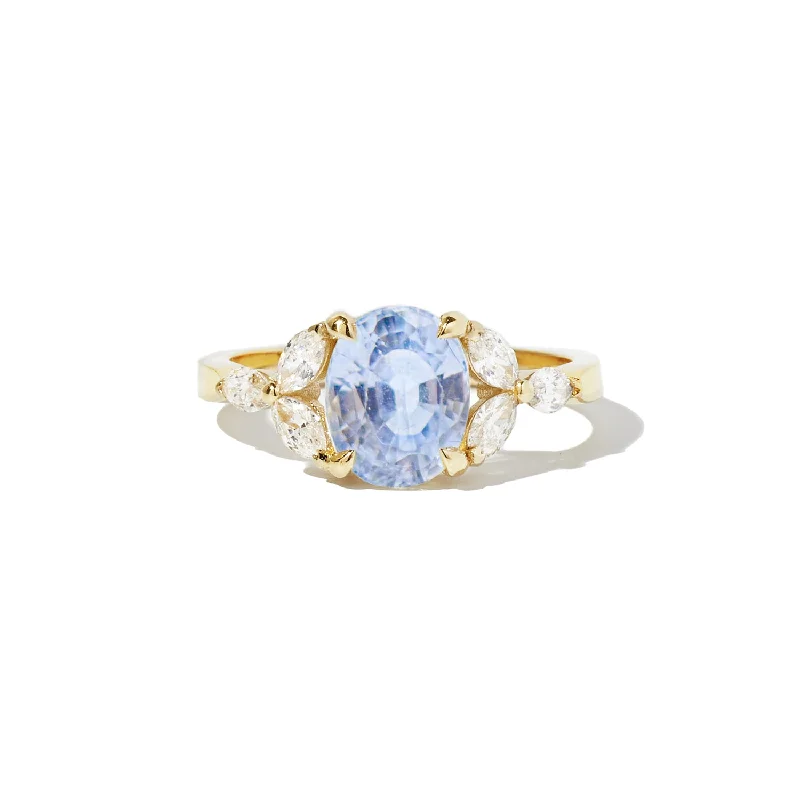 women’s princess cut engagement rings-Cornflower Blue Sapphire & Marquise Diamond Ring