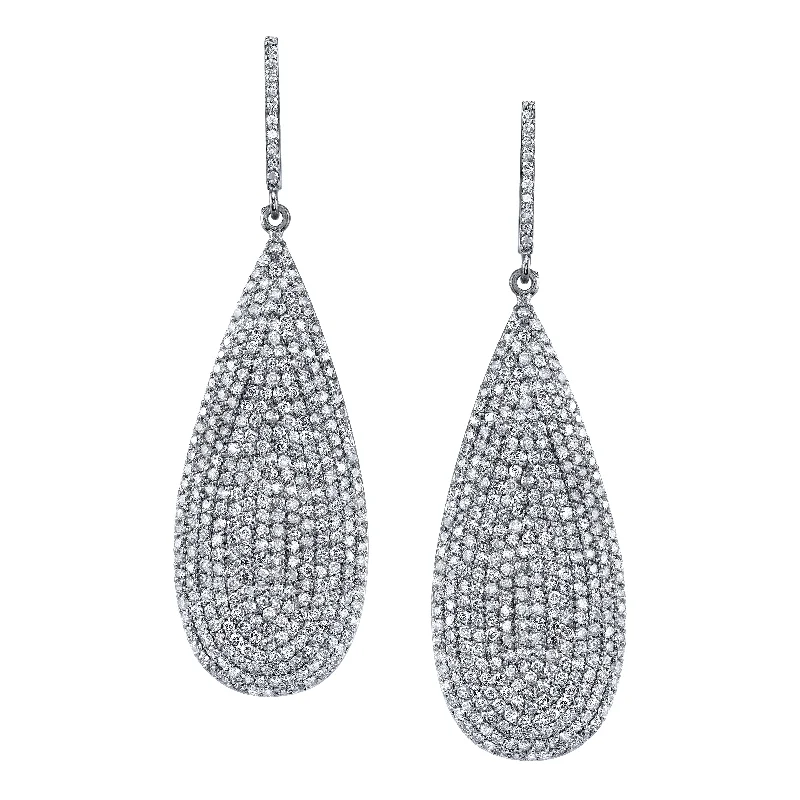 women’s animal-shaped earrings-Long Diamond Teardrop Earrings  E0000031