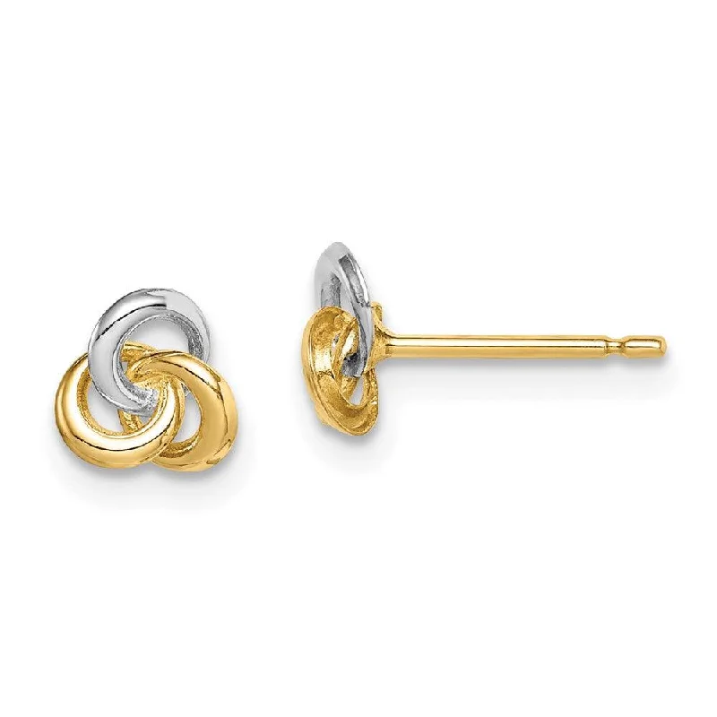 women’s luxury diamond earrings-Madi K Kid's 14k w/Rhodium  Love Knot Post Earrings