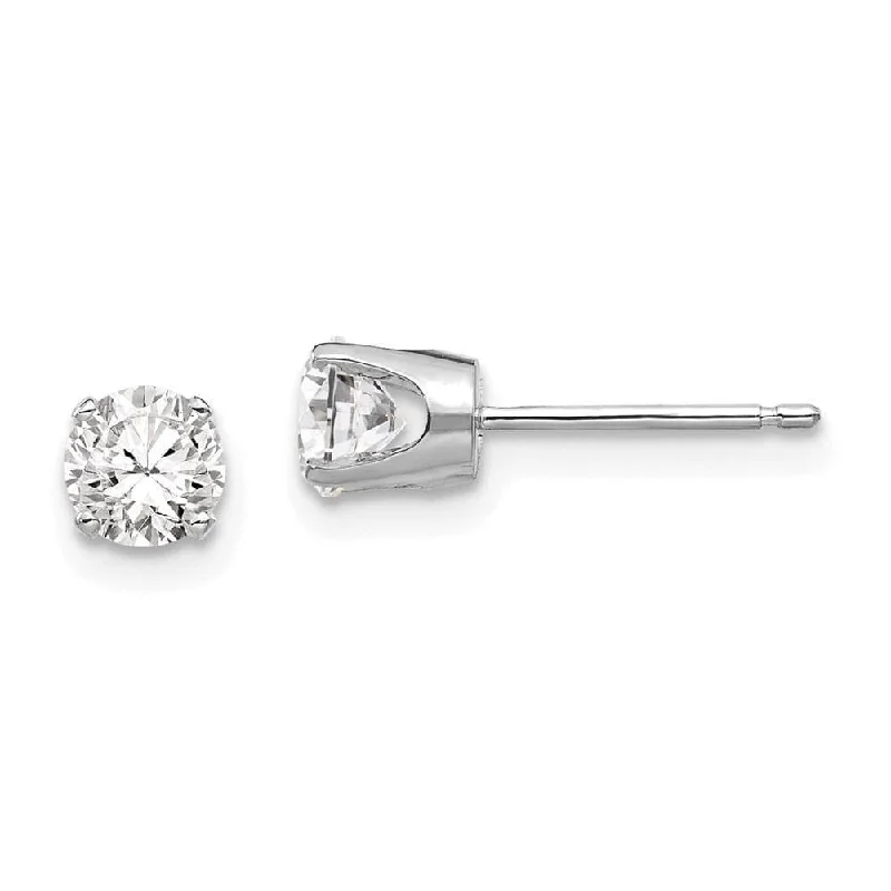 women’s elegant gold earrings-14k White Gold 4.5mm CZ stud earrings