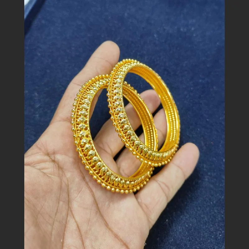 women’s modern bracelets-Pooja Bagles Gold Plated Bangles Set