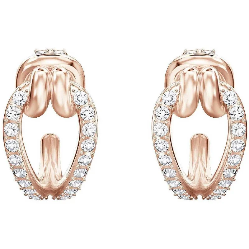 women’s fashion earrings-Swarovski Women's Earrings - Lifelong Oval Rose Gold Plated Small Hoop | 5392920