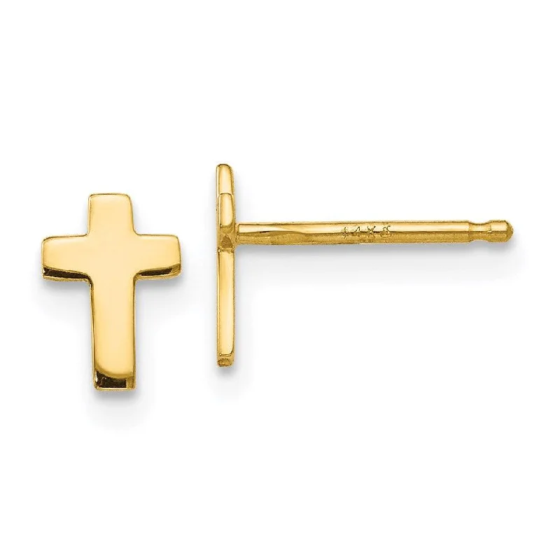 women’s diamond stud earrings-14k Polished Cross Post Earrings