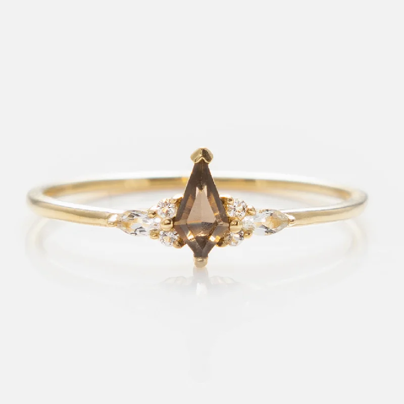 women’s signet rings-Solid Gold Smoky Quartz Shadow Kite Ring