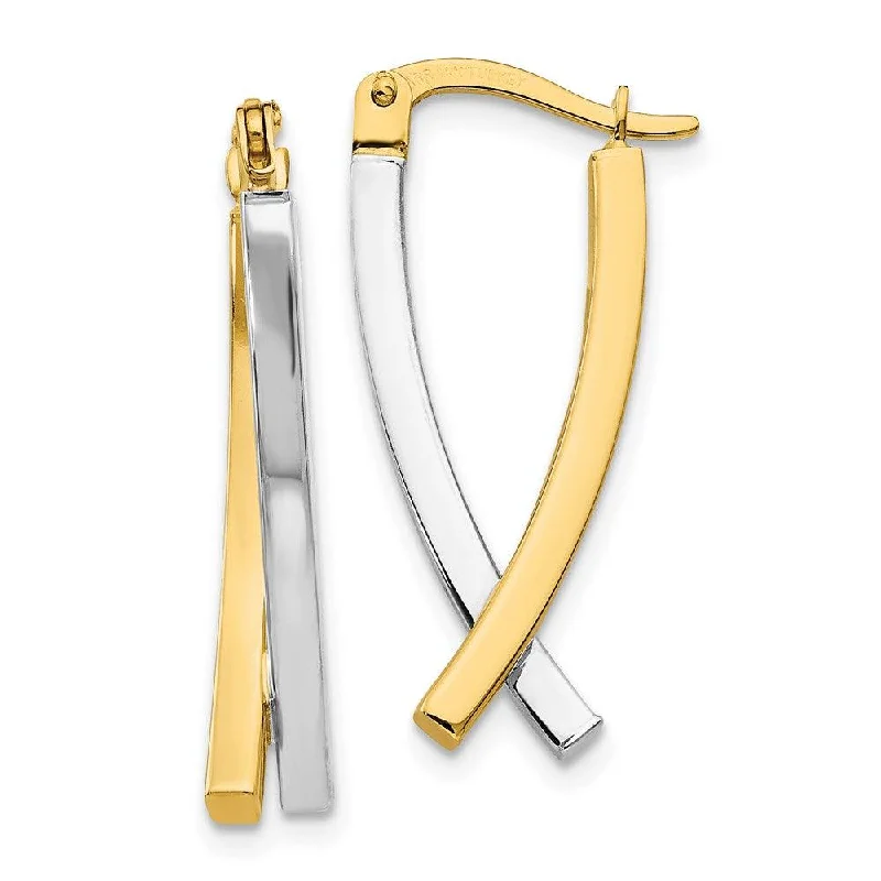 women’s geometric drop earrings-14K Two-tone Hinged Tube Earrings