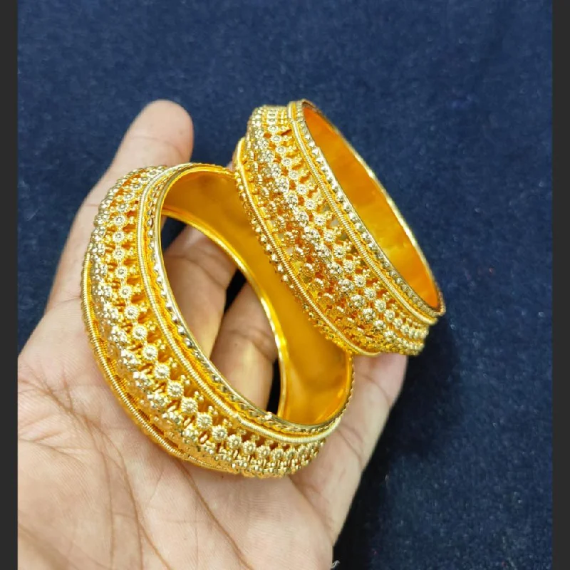 women’s statement bracelets-Pooja Bangles Gold Plated Bangles Set