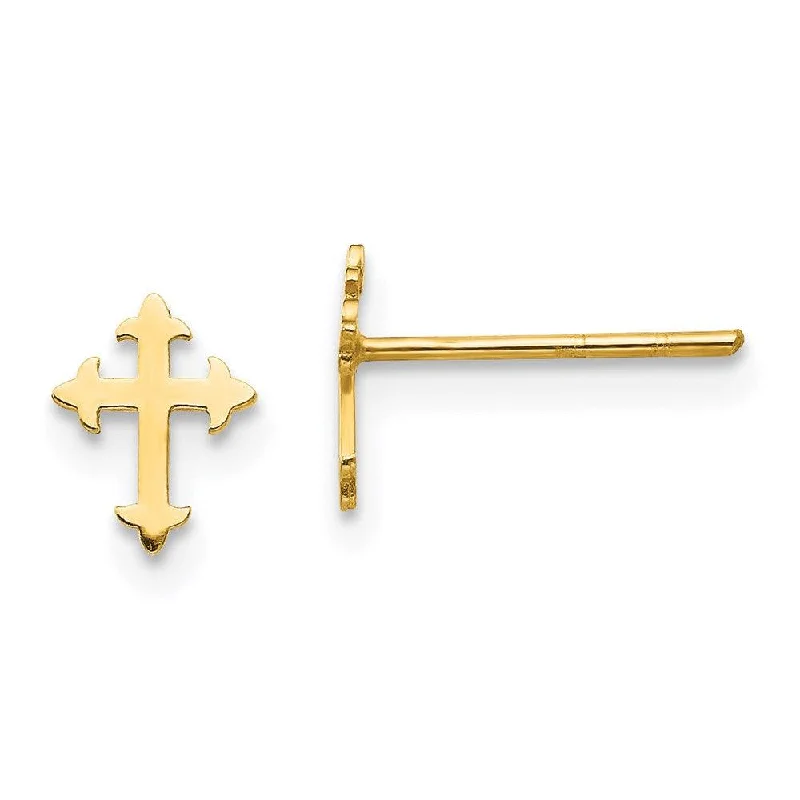 women’s heart stud earrings-Madi K Kid's 14K  Polished Cross Post Earrings