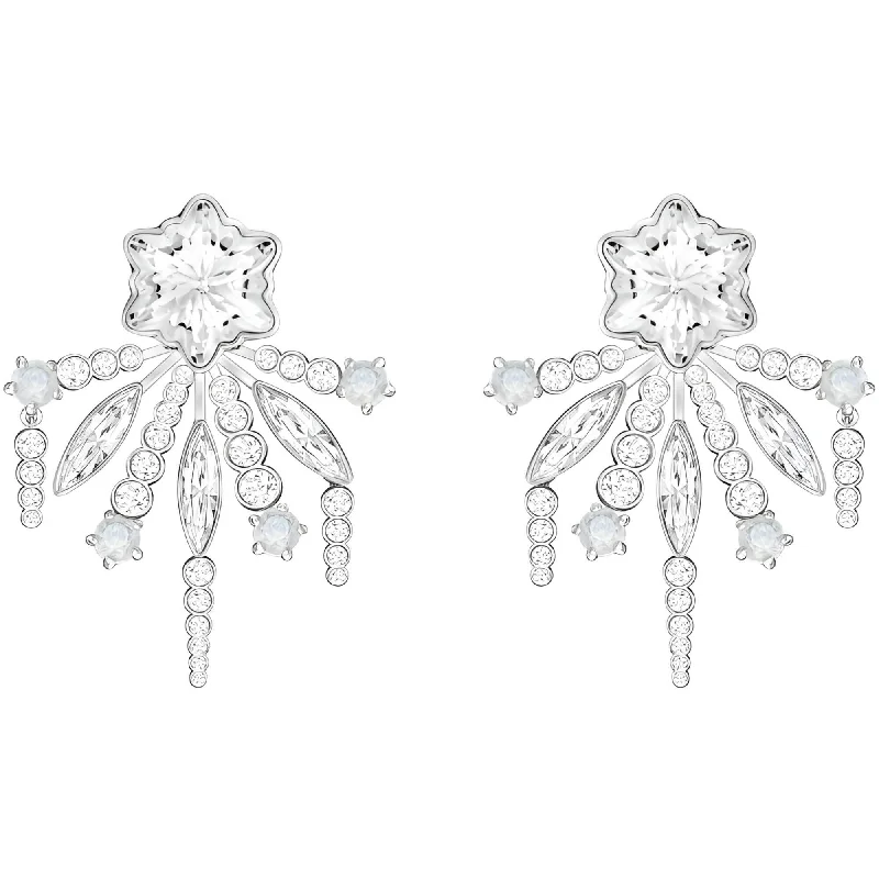 women’s silver drop earrings-Swarovski Women's Pierced Earrings - Merry Flowers and Leaves Crystals | 5423691