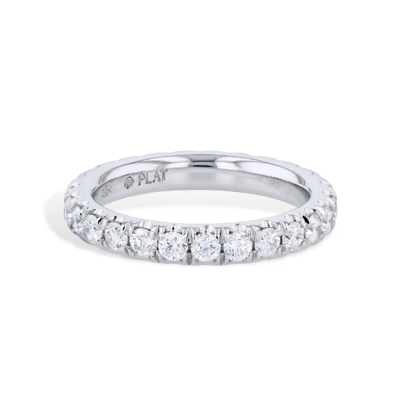 women’s wedding ring sets-Round Diamond Platinum Eternity Band Ring