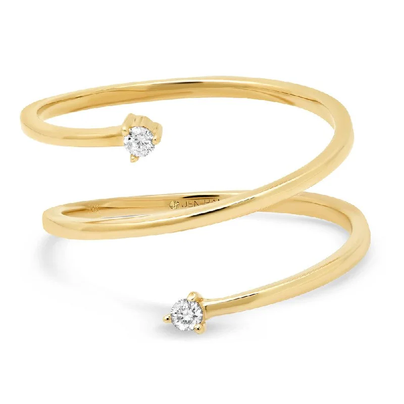 women’s engagement rings with pave diamonds-SIMPLE SPIRAL DIAMOND RING, GOLD