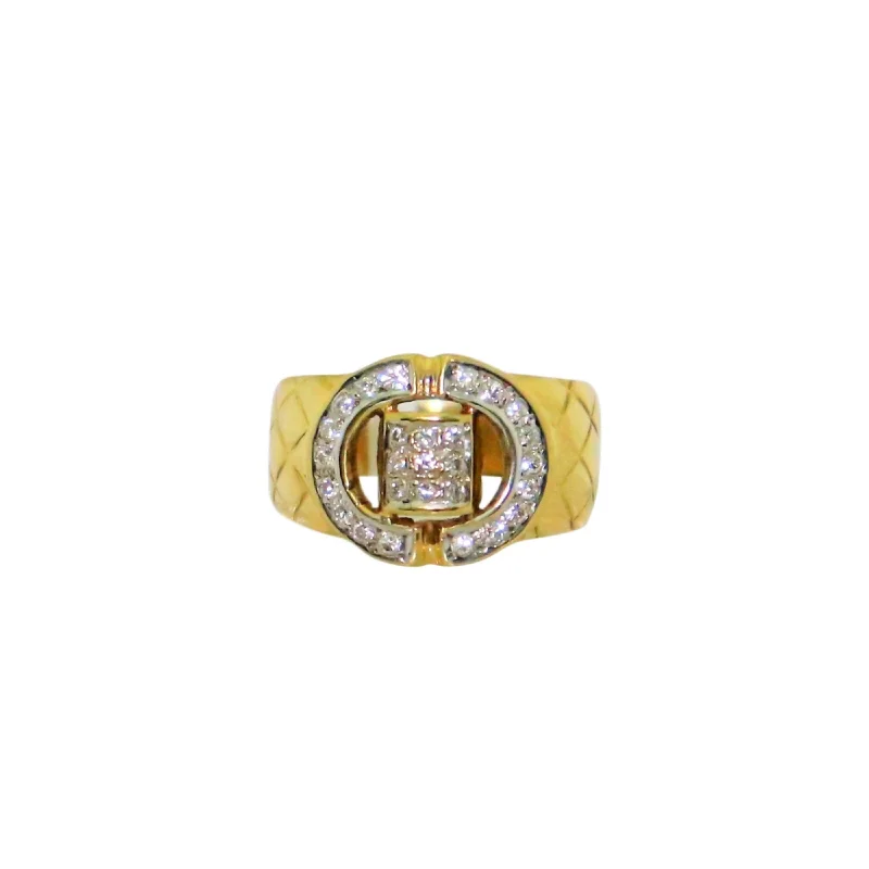 women’s engagement rings with a twist-Yellow Gold Buckle Diamond Ring