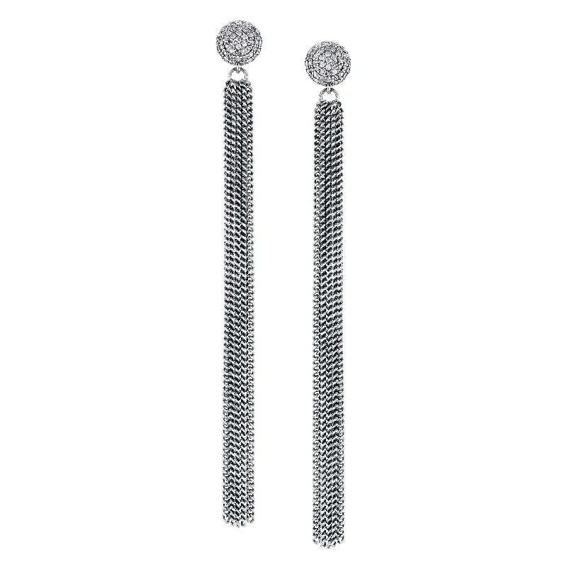 women’s statement gemstone earrings-Shoulder Grazing Fringe and Diamond Earrings  E0000038