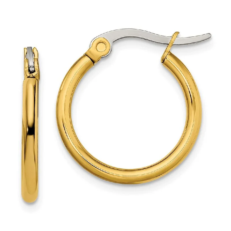 women’s drop earrings for special occasions-Stainless Steel Gold IP plated 19mm Hoop Earrings