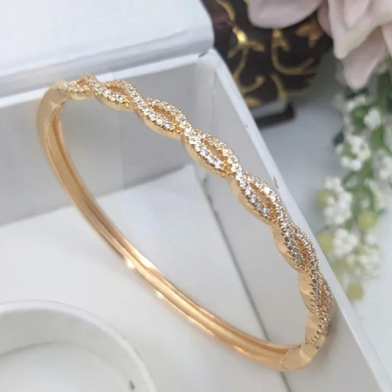 women’s gemstone bracelets-Aamrapali Gold Plated American Diamond Bangle