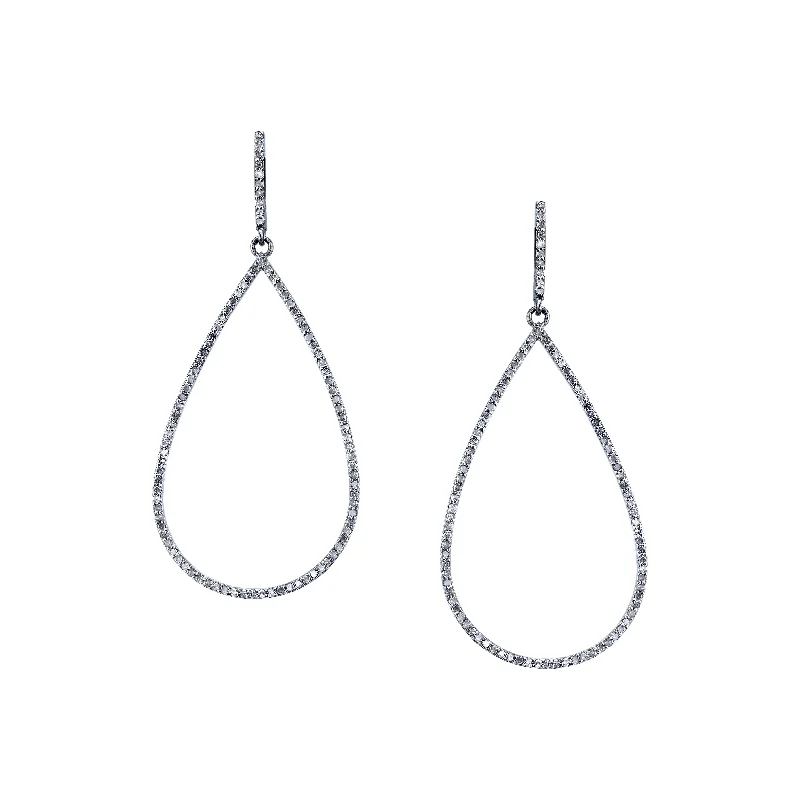 women’s wedding earrings-Diamond Open Teardrop Earrings  E0000032