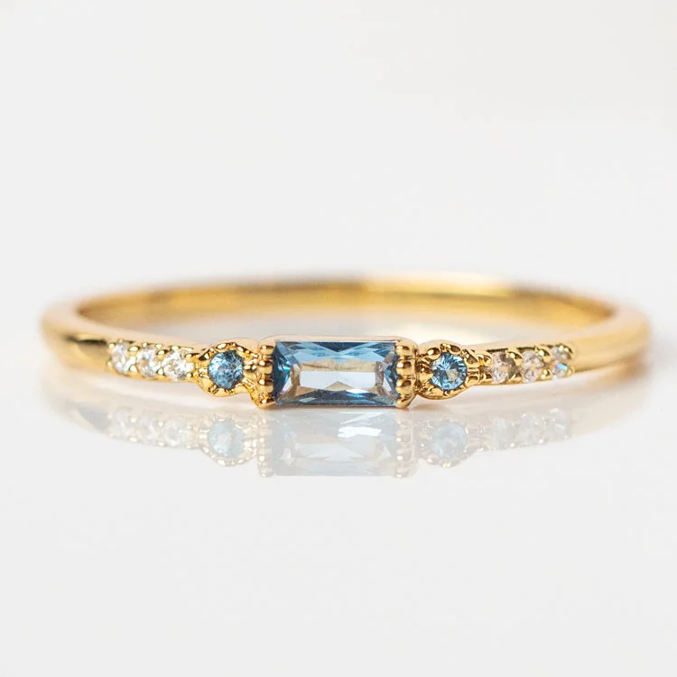 women’s custom engagement rings-Calming Blue Stacking Ring