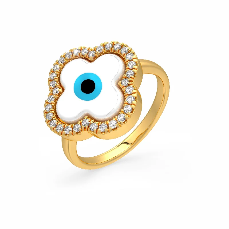 women’s rose gold rings-Lily Evil Eye Ring